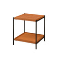 Honey Oak And Black End Table With Shelf Honey Primary Living Space Shelves Square Wood Metal