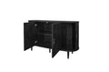 4 Door Storage Cabinet, Fluted Entertainment Center, Accent Cabinet With Adjustable Shelf ,Tv Stand Storage With Sliding Doors ,Tv Console Cabinet For Living Room Bedroom Freestanding 3 4 Spaces Natural Black Sliding Doors Dining Room Glam,Modern Mdf