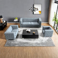 Fx D1 Sofa Set Include Chair Loveseat And Sofa Light Blue Colorlinen & White Color Sofa Legs Light Blue Fabric 6 Seat