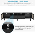 Cream Style Tv Stand With Led Light Strip For Tvs Up To 80'', Graceful Entertainment Center With 5 Solid Wood Legs, Large Storage Media Console With Fluted Tempered Glass Doors, Black Black 80 89 Inches Particle Board