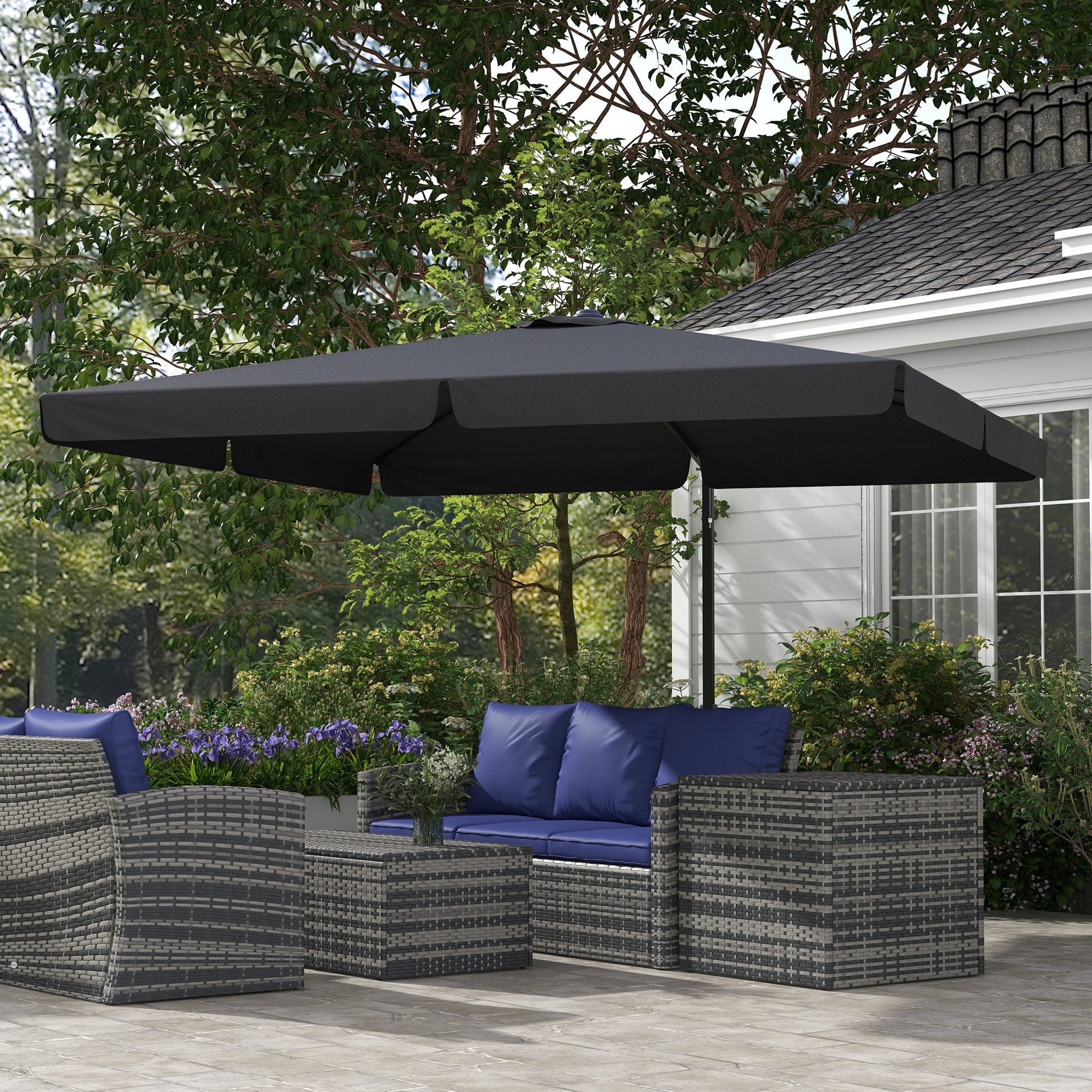 Outsunny 10' Cantilever Patio Umbrella, Square Offset Umbrella With Ti Outsunny 10' Cantilever Patio Umbrella, Square Offset Umbrella With Ti