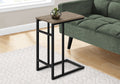 Accent Table, C Shaped, End, Side, Snack, Living Room, Bedroom, Brown Laminate, Black Metal, Contemporary, Modern Taupe Particle Board