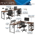 Techni Mobili L Shape Industrial Desk With Storage Shelves, Walnut Walnut Computer Desk Office Modern L Shape Particle Board