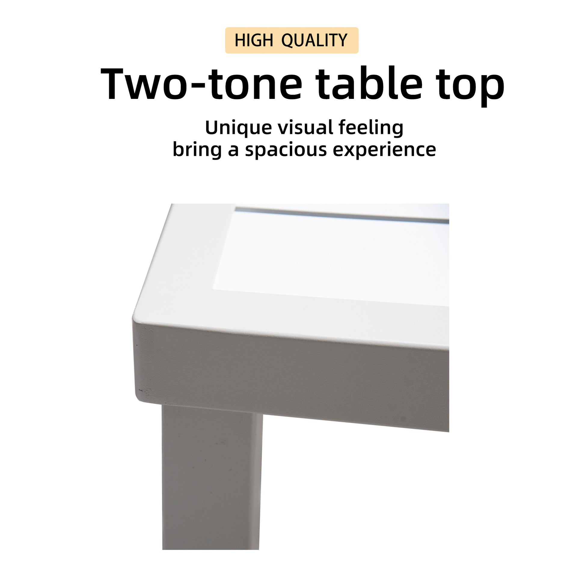 Outdoor Patio Aluminum 40"X70" Two Tone Table Top Rectangle Dining Table With Tapered Feet & Umbrella Hole, Matte White Grayish Dining Set Matte White Grayish Rust Resistant Frame Garden & Outdoor Modern Multiple Chairs Seating Group Aluminum
