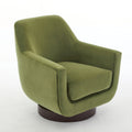 U Shaped Fully Assembled Swivel Chair Velvet Accent Chair Armchair Round Barrel Chair For Living Room Bedroom, Green Green Velvet