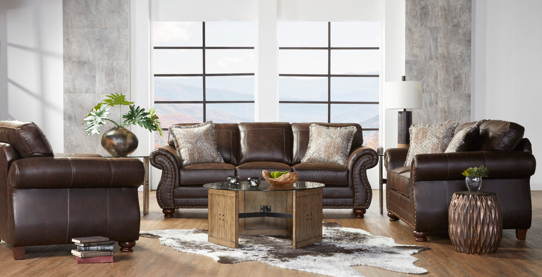 Leinster Faux Leather Upholstered Sofa, Loveseat, And Chair Set Espresso Faux Leather 6 Seat