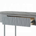 Grey High Gloss And Chrome Sofa Table With Bottom Shelf Grey Silver Primary Living Space Shelves Oval Wood Metal