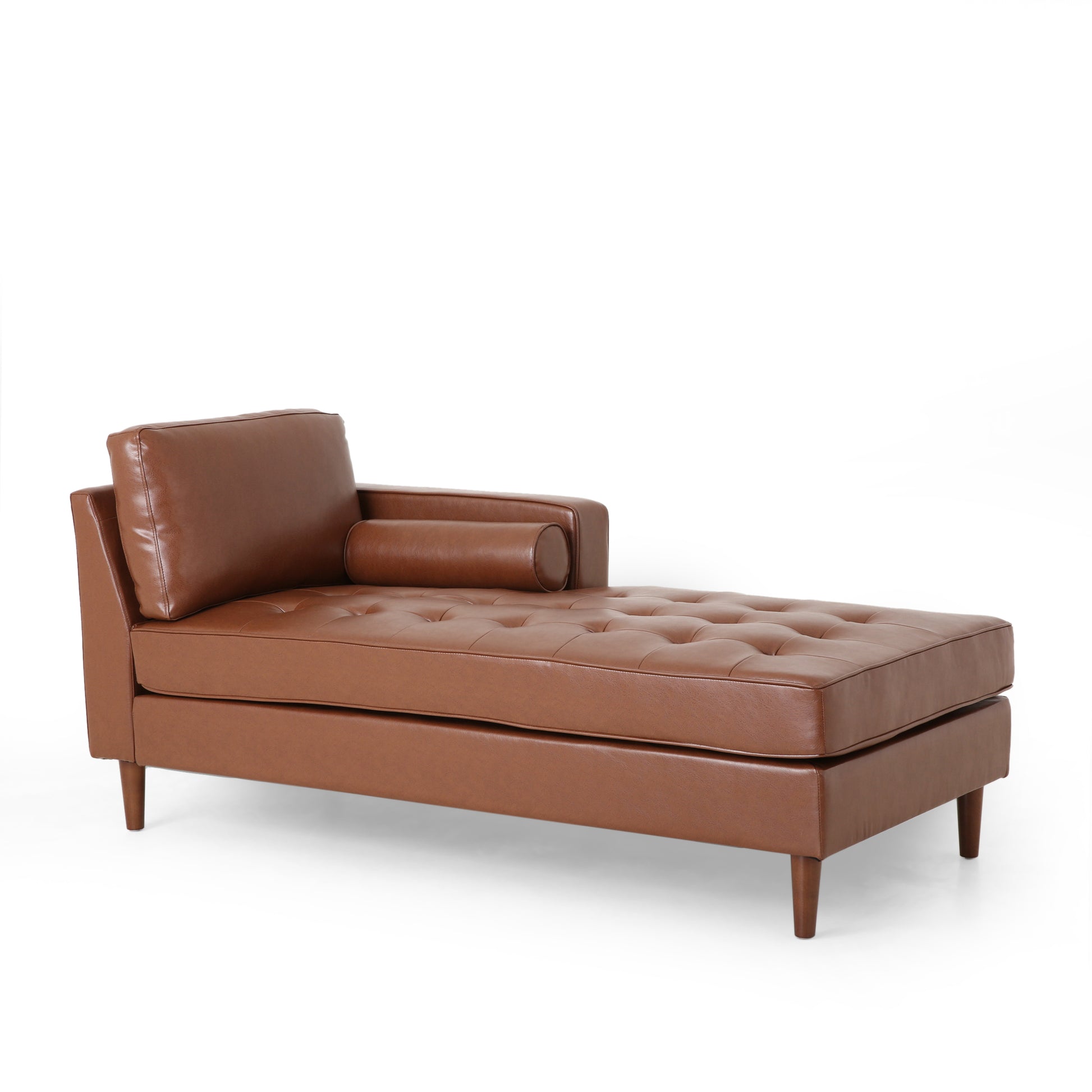 Chaise Lounge Light Brown Pu