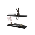Iva Floating Shelf In Melamine X2, Black Black Horizontal Primary Living Space Contemporary,Minimalist,Modern Wall Mounted Particle Board Melamine