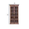 88 Inch Tall Cabinet, 4 Glass Panel French Doors, Crown Molding, Brown Black Brown Wood