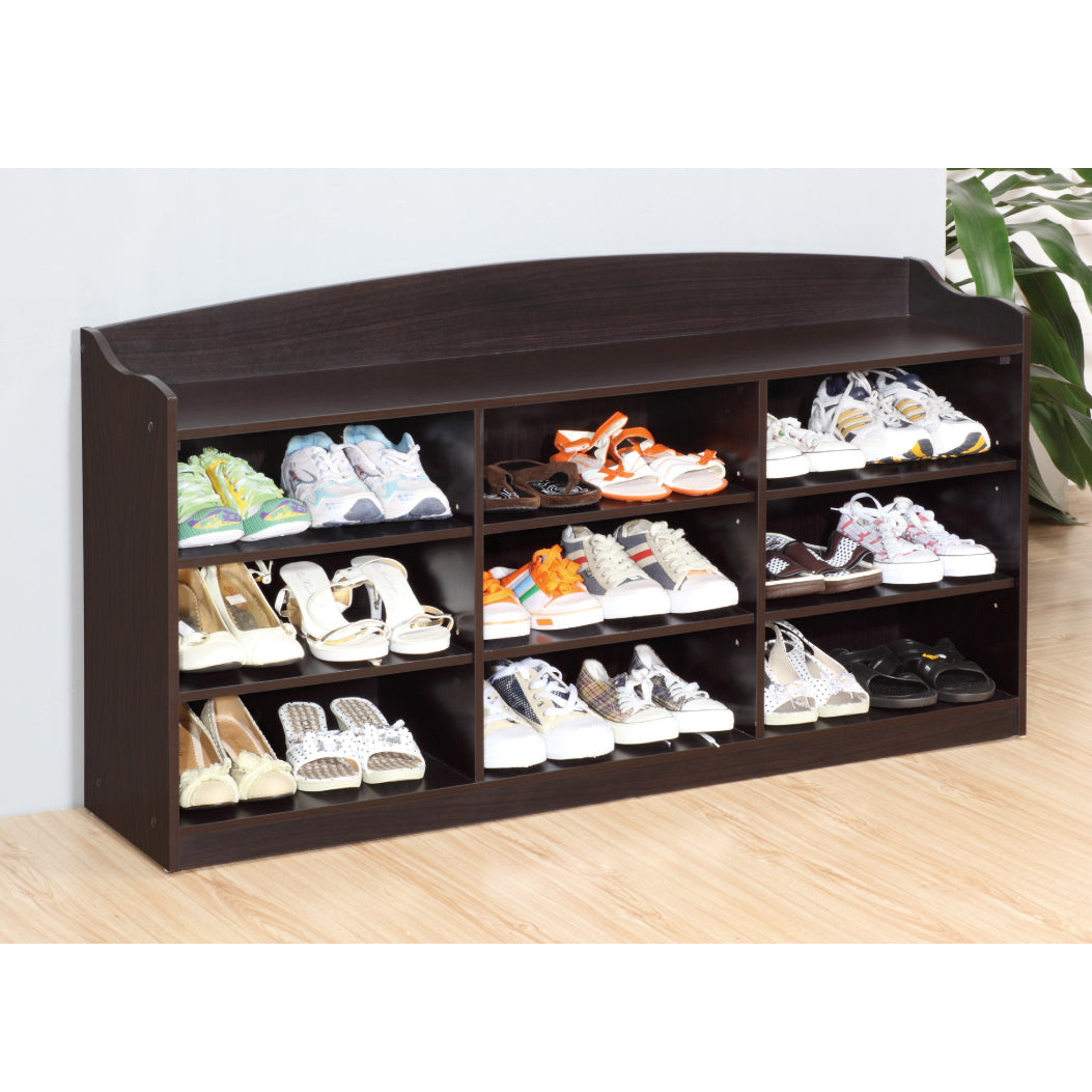 Top Entry Rack Entry Bench Shoe Rack With Nine Storage Shelves With Top Open Shelf In