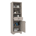 St. Clair Linen Cabinet, Two Interior Shelves, Two Open Shelves, Single Door Grey 1 4 Bathroom Freestanding Modern Particle Board Engineered Wood