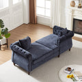 81 Inch Chenille Face To Face Chaise Lounge With Two Pillows,Nailhead Trim,Button Tufted Design And Rolled Arms For Lounge, Living Room And Office Blue Chenille 1 Seat