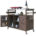 K&K Outdoor Kitchen Island, Rolling Bar Cart & Storage Cabinet, Farmhouse Solid Wood Outdoor Grill Table With Stainless Steel Top, Spice Racktowel Rack For Kitchen & Barbecuedark Brown Dark Brown Garden & Outdoor Classic,Farmhouse,French