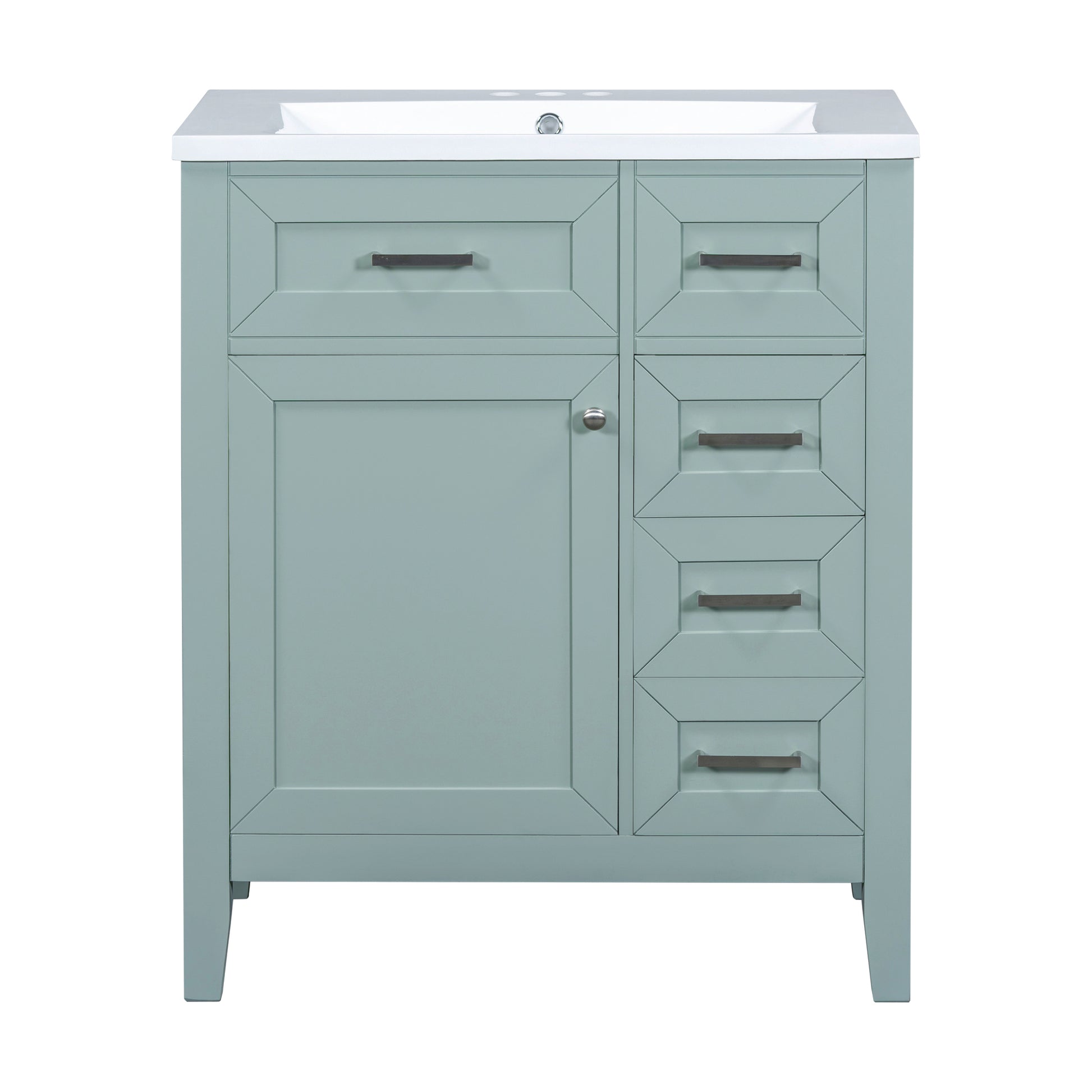 30" Bathroom Vanity With Sink Combo, Green Bathroom Cabinet With Drawers, Solid Frame And Mdf Board Green Solid Wood Mdf