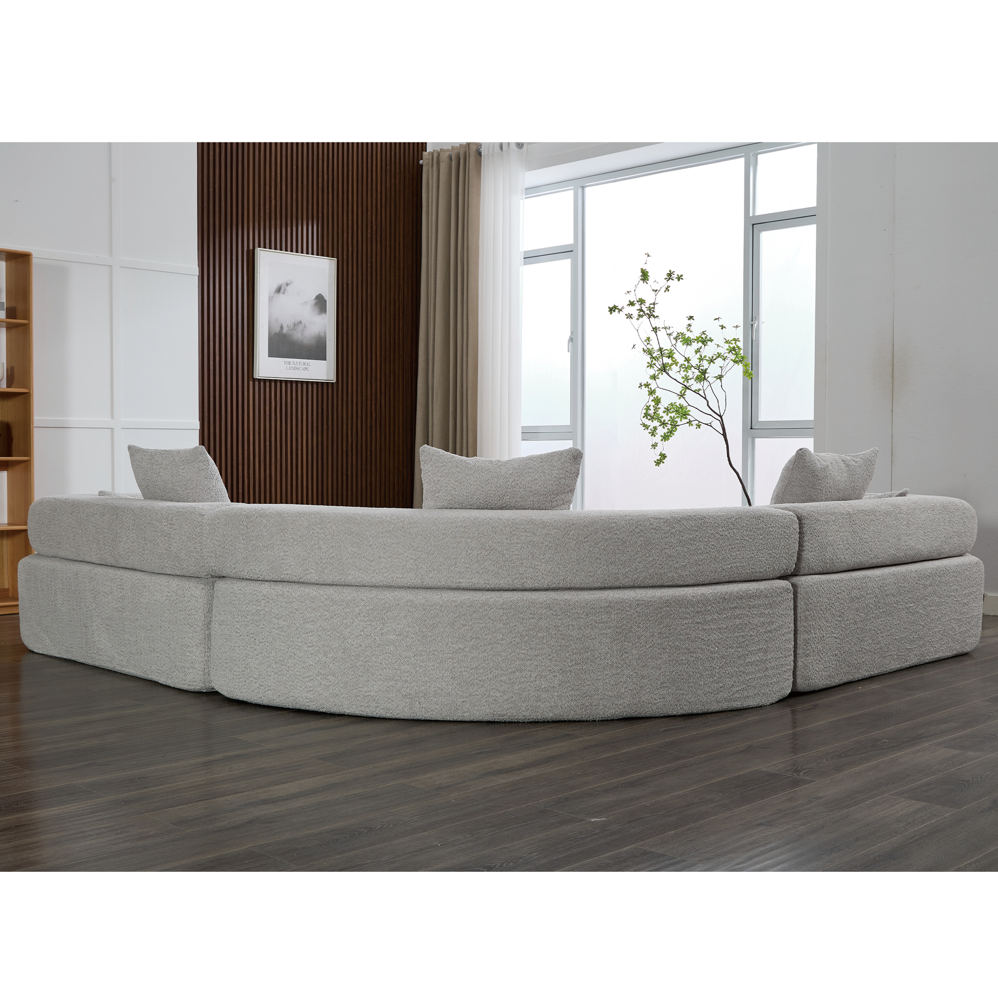 Arrived Oversized Combination Sofa,Curved Sofa,Upholstered 4 Seater Couch For Living Room, Modern Modular 3 Piece Free Combination, Semicircular Modular Sofaboucle, Gray Gray Polyester Primary Living Space Soft Tight Back Modern Square Arms Foam