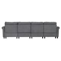 U Shaped Sectional Couch Convertible Sectional Couch With Double Chaise 6 Seat Sectional Sofa For Living Room Grey Fabric 6 Seat