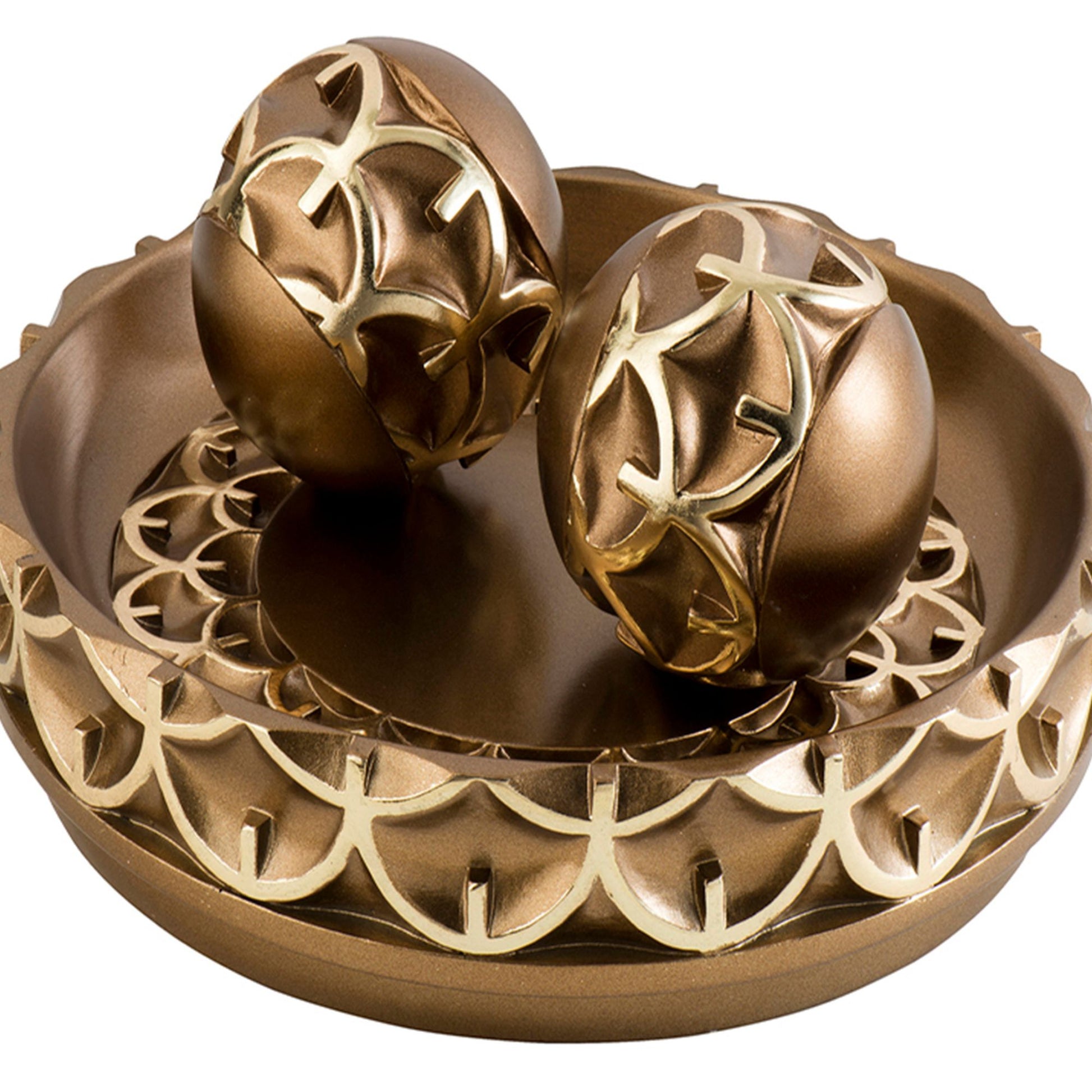 11.75" Long Polyresin Decorative Bowl "Mystic Owl" With Golden Finish Gold Polyresin