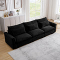 3 Seater Deep Seat Couches For Living Room, Wide And Deep Seat Comfy Living Roo Sofas With 3 Waist Pillows, Black Corduroy Black Corduroy 3 Seat