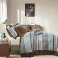 5 Piece Jacquard Quilt Set With Throw Pillows Blue Full Queen Full Blue Cotton