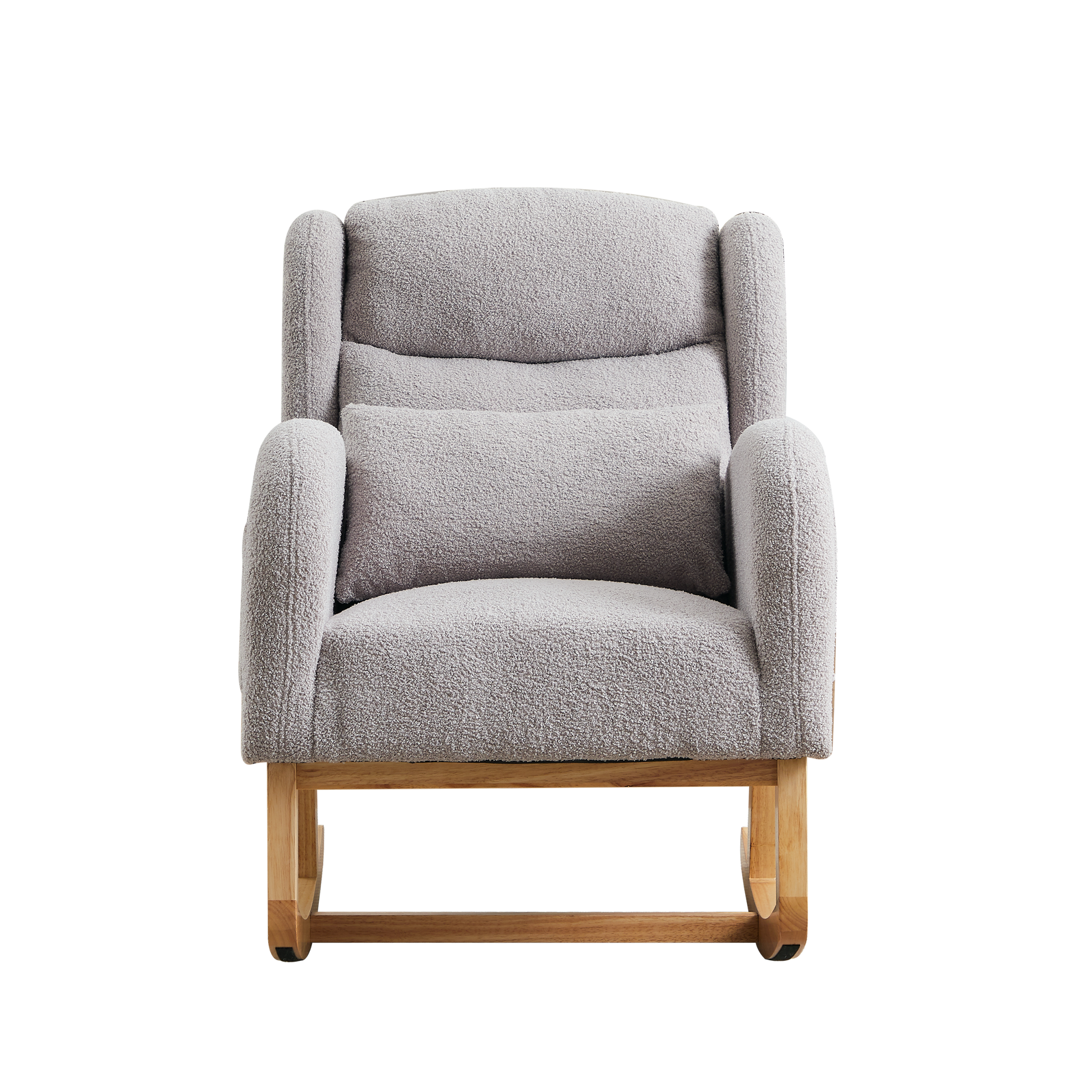 27.2"W Modern Accent High Backrest Living Room Lounge Arm Rocking Chair, Two Side Pocket Grey Foam Fabric