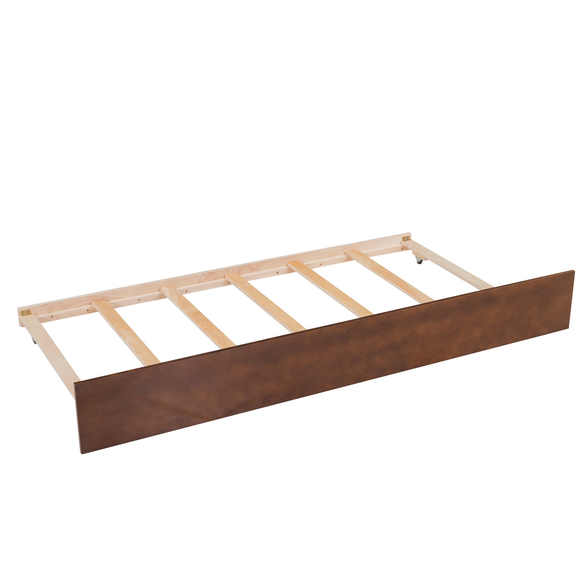 Full Size Wooden House Bed With Twin Size Trundle, Walnut Full Walnut Solid Wood Mdf