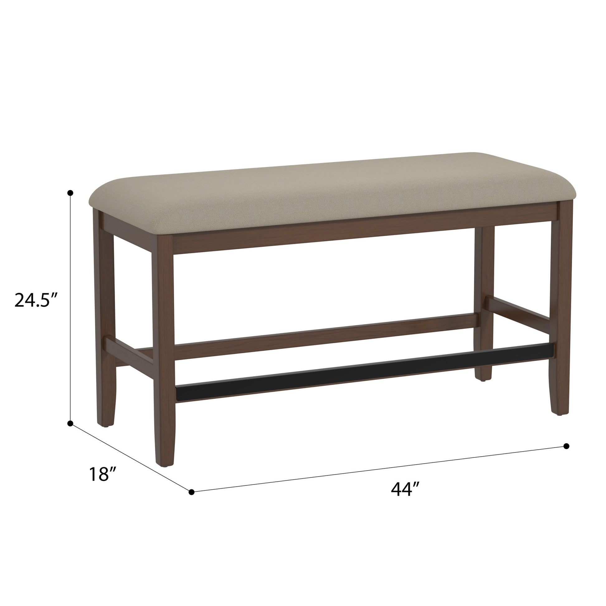 Sonnet Brown Gathering Height Bench Brown Foam Solid Wood
