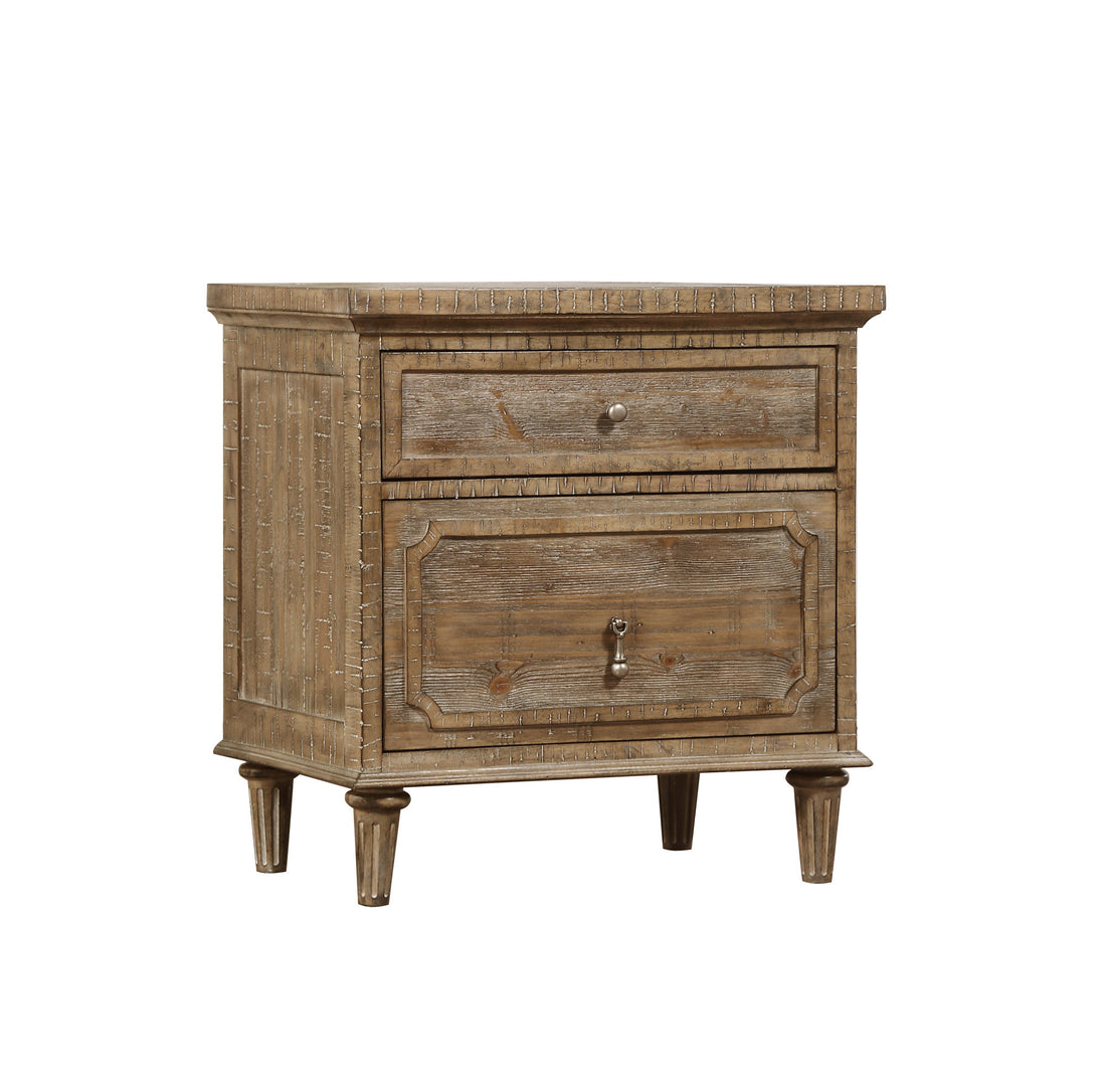 Ludin Taupe 2 Drawer Nightstand Taupe Solid Wood