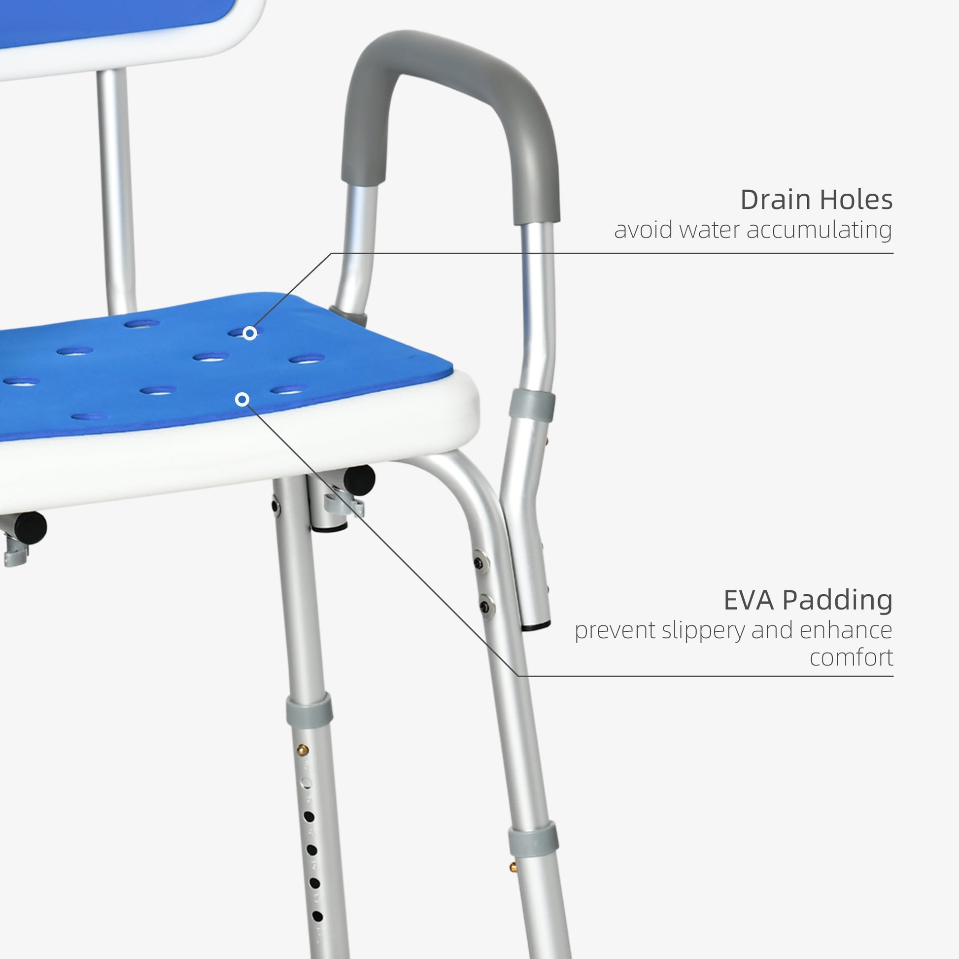 Homcom Eva Padded Shower Chair With Arms And Back