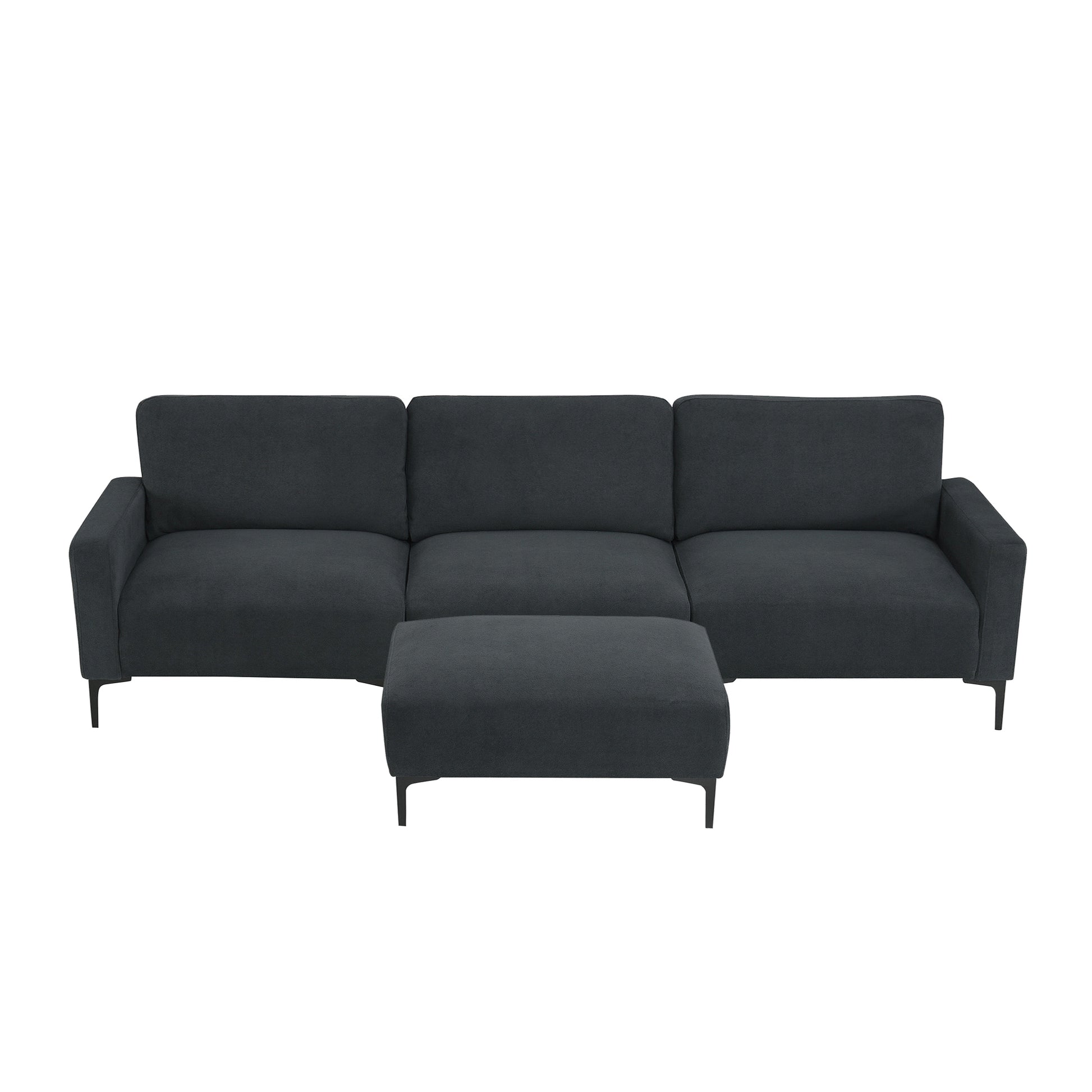 103.5*59" Modern L Shaped Sectional Sofa, 4 Seat Velvet Fabric Couch Set With Convertible Ottoman,Freely Combinable Sofa For Living Room, Apartment, Office,Apartment,2 Colors Dark Grey Velvet 4 Seat