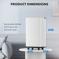 Dehumidifier For Basement With Drain Hose, 50 Pint Portable Dehumidifiers For Home Bedroom Bathroom Large Room, Powerful Moisture Removal And Humidity Control,2L White Iron Plastic