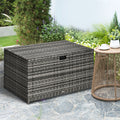 Outsunny 113 Gallon Deck Box, Rattan Outdoor Storage Box, Waterproof Storage Container For Indoor, Patio Furniture Cushions, Pool Supplies, Garden Tools, Dark Gray Dark Gray Steel