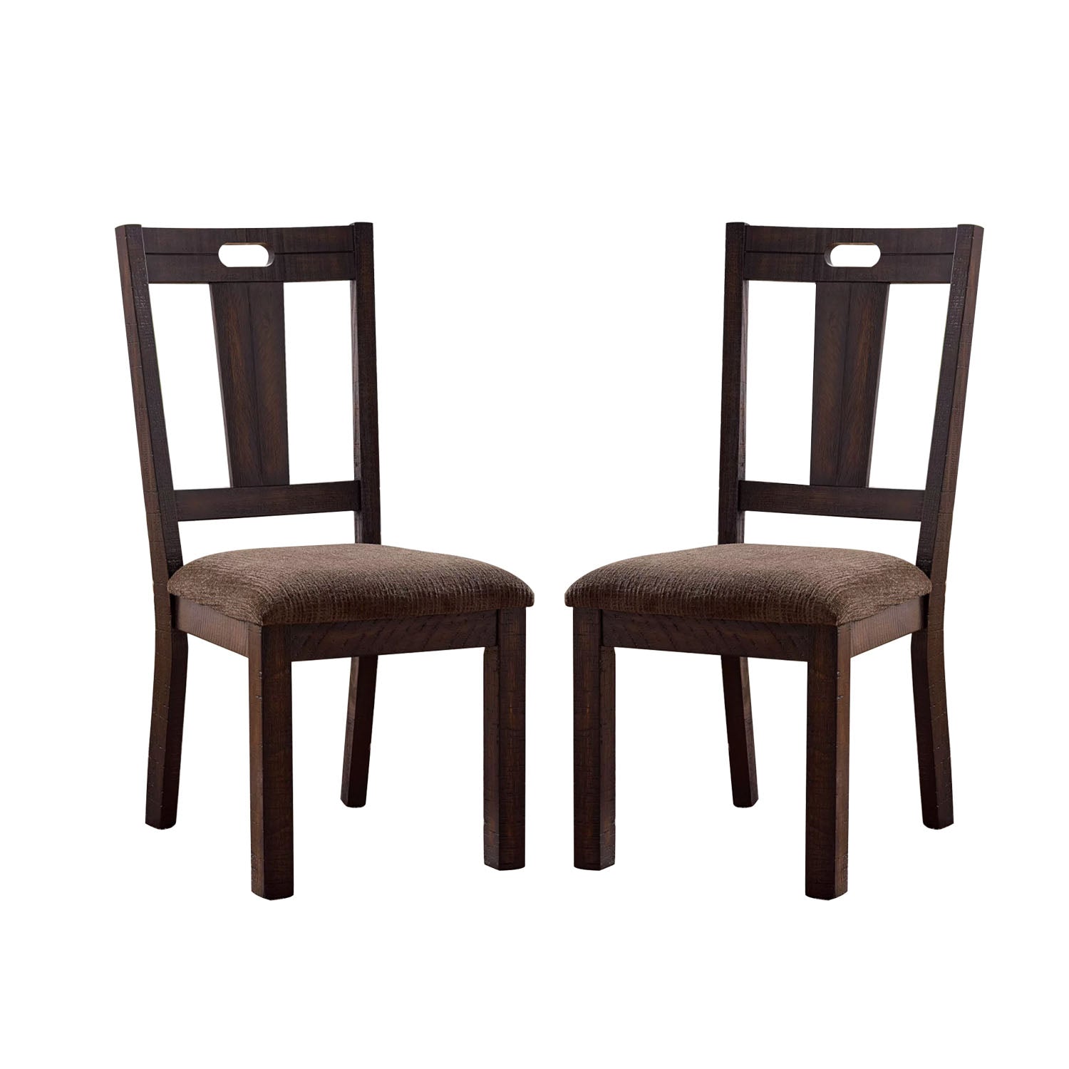 Set Of 2 Dining Chairs With Upholstered Seat In Walnut And Ash Brown Solid Walnut Dining Room Rectangular Rustic Dining Chairs Fabric,Solid Wood Mdf