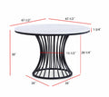 1Pc Unique White Faux Marble Round Table Cage Like Base Dining Wooden Furniture Black Finish Black White Seats 4 Dining Room Modern Round Round Faux Marble,Wood