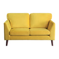 Modern Contemporary 2Pc Sofa Set Yellow Sofa Loveseat Velvet Upholstery Dark Brown Legs Solid Wood Living Room Furniture Yellow Velvet Wood Primary Living Space Modern Solid Wood 5 Seat