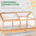 Outsunny Raised Garden Bed With Polycarbonate Greenhouse, Wooden Garden Cold Frame Greenhouse, Flower Planter Protection, 48