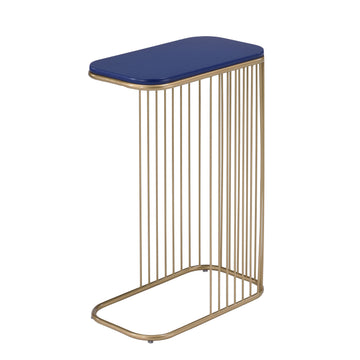 Blue And Gold C Table With Metal Base Blue Gold Primary Living Space Contemporary Rectangular Wood Metal Sled