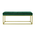 Modern Tufted Channel Entryway Bench Emerald Velvet Upholstered End Of Bed Bench With Metal Frame,Footboard Bench For Living Room, Bedroom Jade Foam Velvet