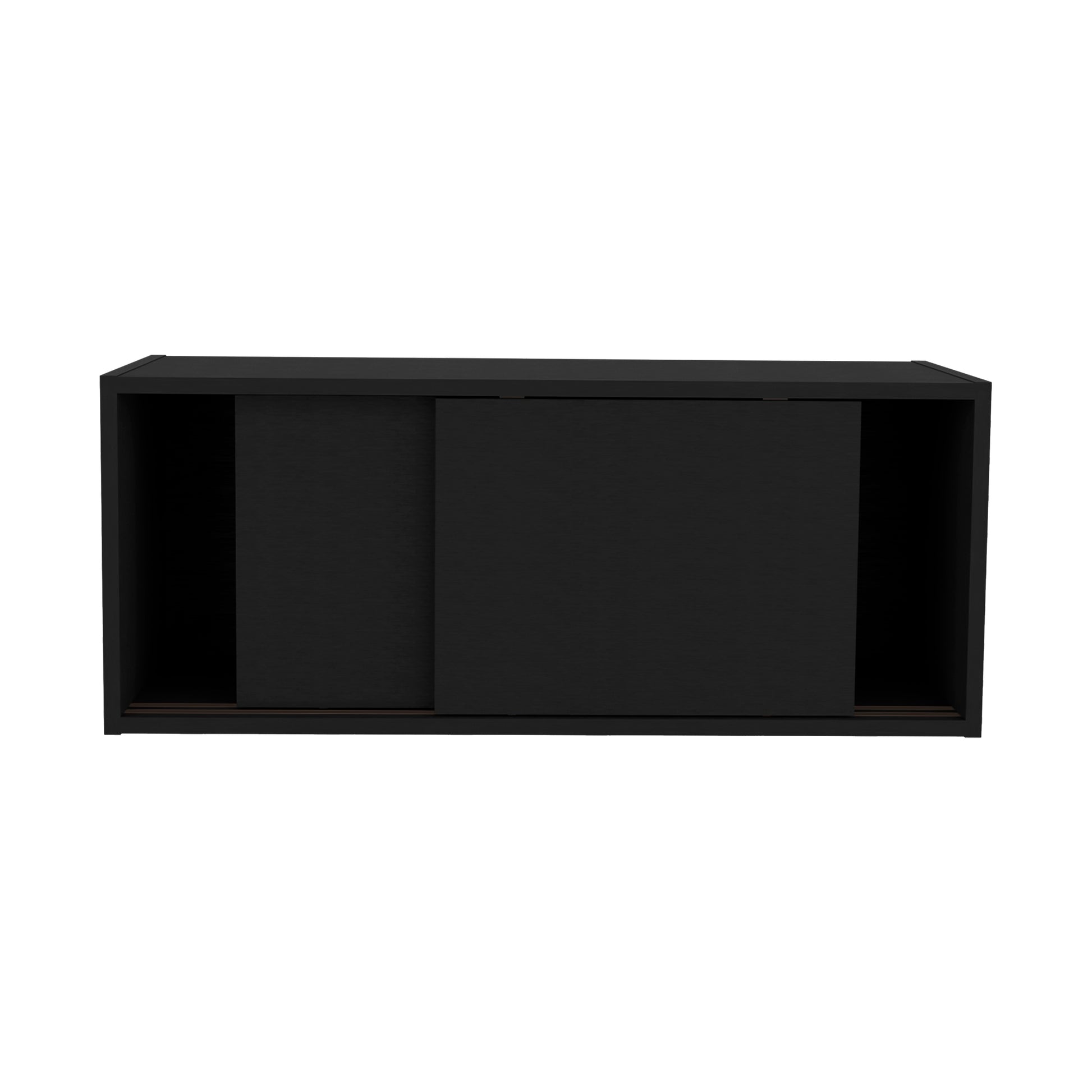 Wall Cabinet 13" H, 2 Sliding Doors, 1 Shelf, Black Black Solid Wood Mdf Engineered Wood