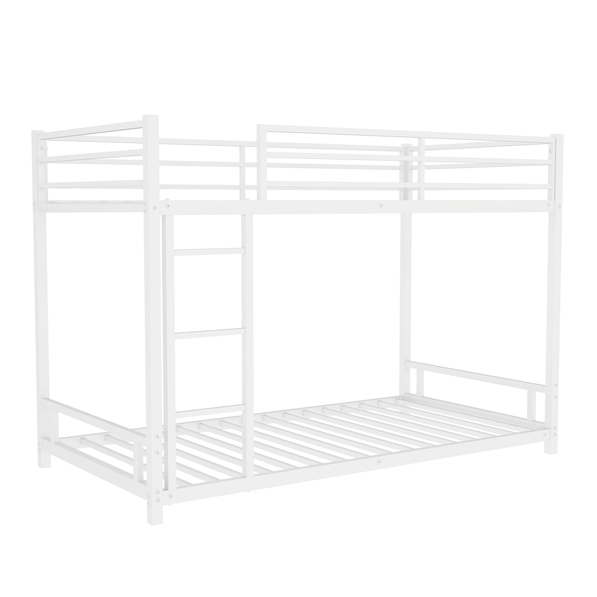 Metal Twin Over Twin Bunk Bed Heavy Duty Sturdy Metal Noise Reduced Safety Guardrail No Box Spring Needed,White Twin White Metal Metal