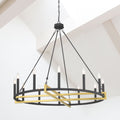 12 Steel Dimmable Candle Style Wagon Wheel Chandelier Ul Certified Antique Brass Black Ceiling Lights Steel Metal