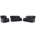 Home Theater Recliner Set Manual Recliner Chair With A Led Light Strip Two Built In Cup Holders For Living Room,Bedroom, Black Black Foam Pu