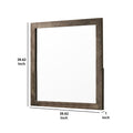 Farmhouse Style Square Wooden Frame Mirror With Grain Details, Brown Brown Wood