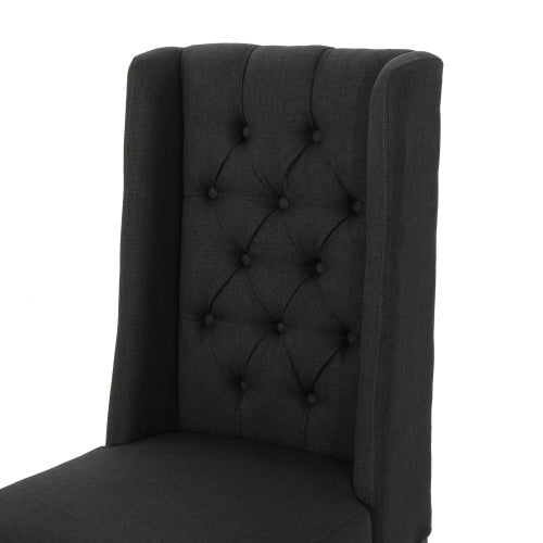 Dining Chair Charcoal Wood Fabric