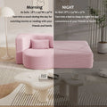 Modern Floor Sofa With 2 Pillows,Convertible Teddy Fabric Foam Filled Sleeper Sofa Bed,15