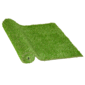Outsunny 10' X 3' Artificial Turf Grass With Simulated Look & Feel Uv Protection, & Drain Holes For Rain, 1.25" Height Green Plastic