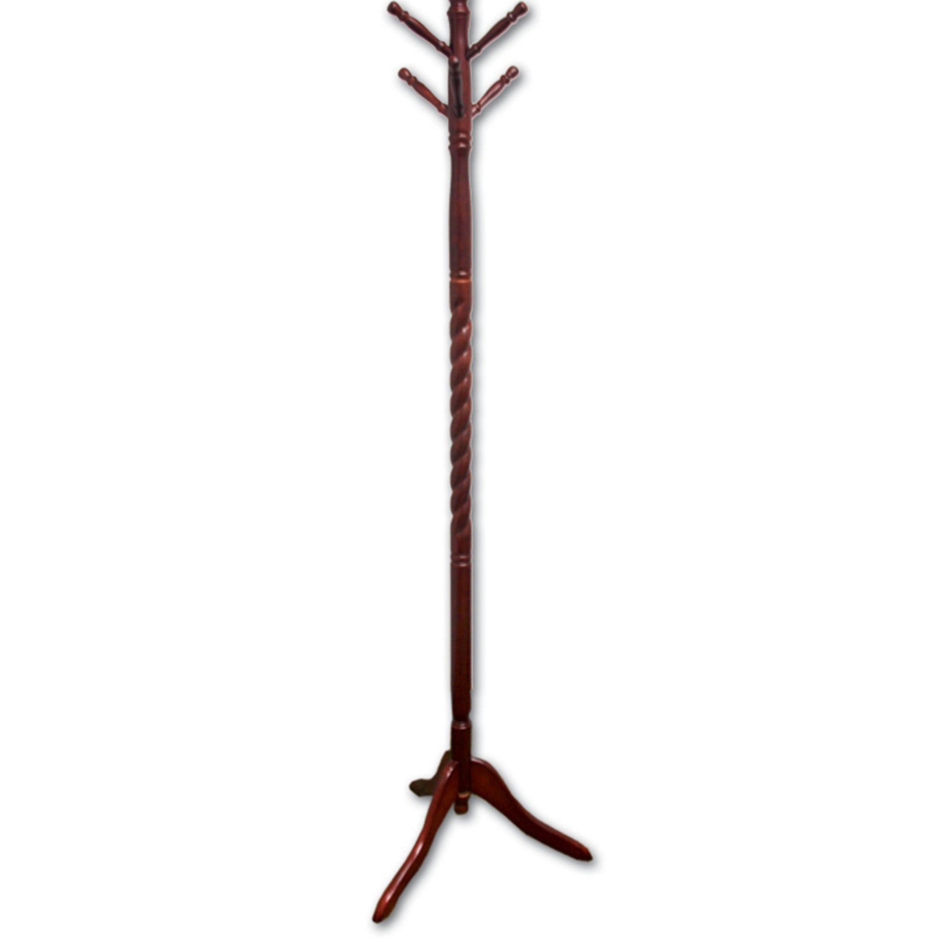 71.5" Tall Wooden Standing Coat Rack" Twist" With Cherry Finish Multicolor Wood