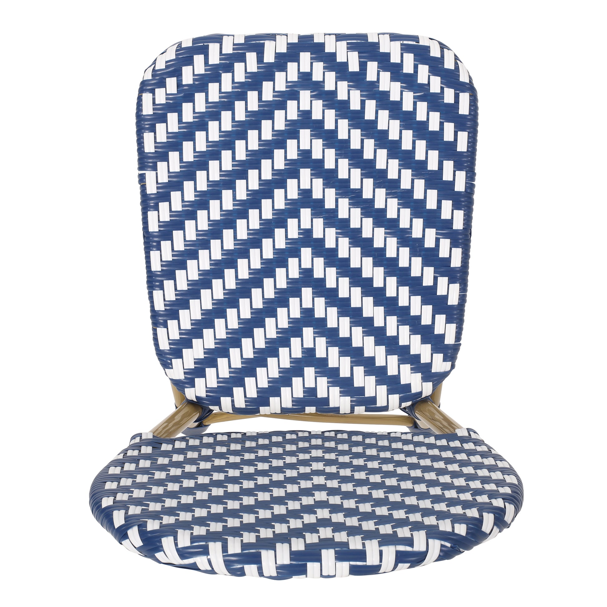 French Bistro Chair White Blue Rattan