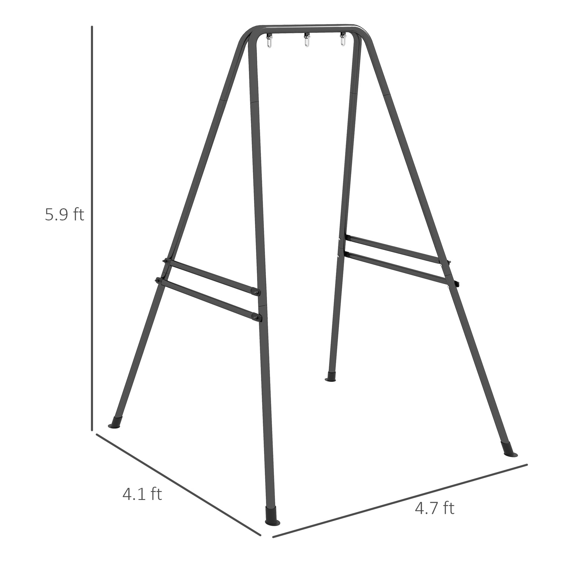 Outsunny A Shaped Hammock Chair Stand, Heavy Duty Swing Stand For Indoor & Outdoor Use, Max 330 Lbs., Black Black Steel