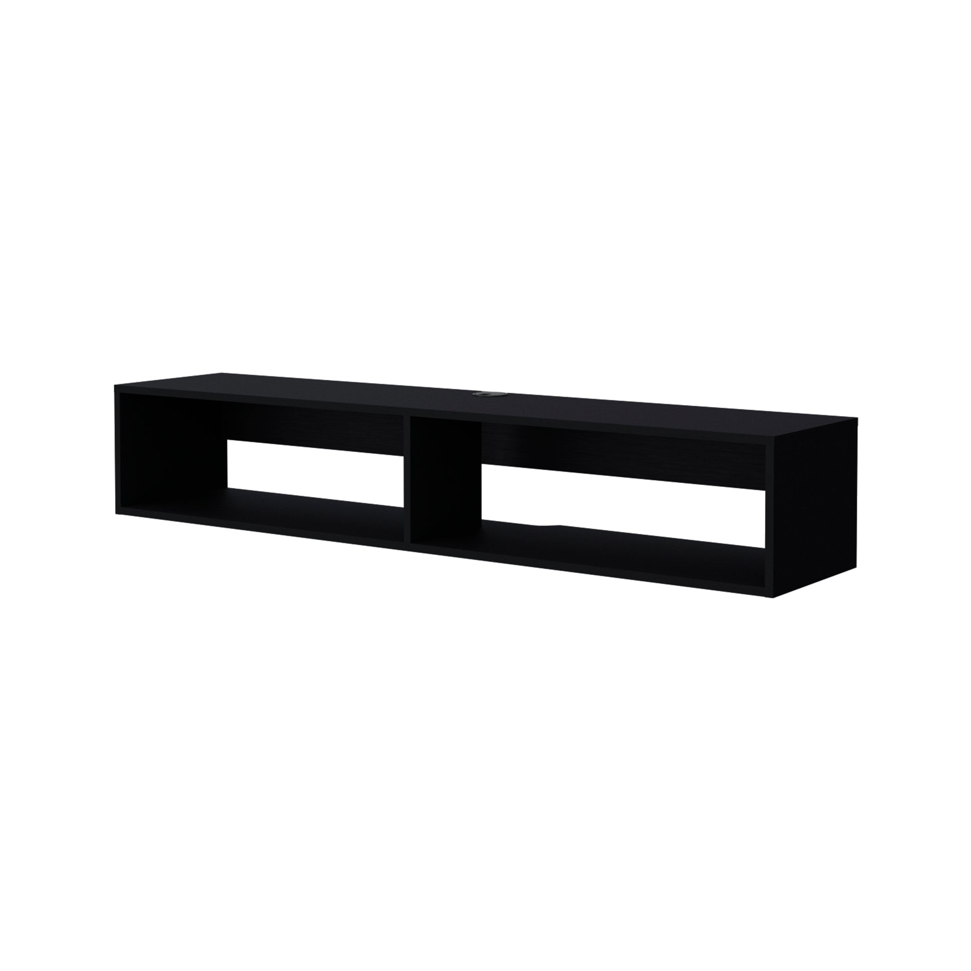 Central Floating Media Rack In Melamine With Two Shelves,Black Black Primary Living Space 40 49 Inches 40 49 Inches Contemporary,Modern 50 Inches Particle Board Melamine